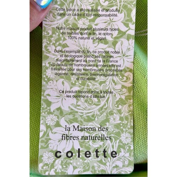 NWT Colette Mon Gilet 100% Linen Lightweight Green Raw Hem Dress Small - Picture 4 of 9